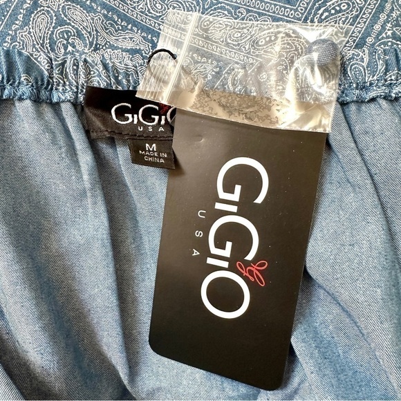 GiGiO USA Pattern Print Chambray Cotton Covered Button Tank M - Picture 8 of 8